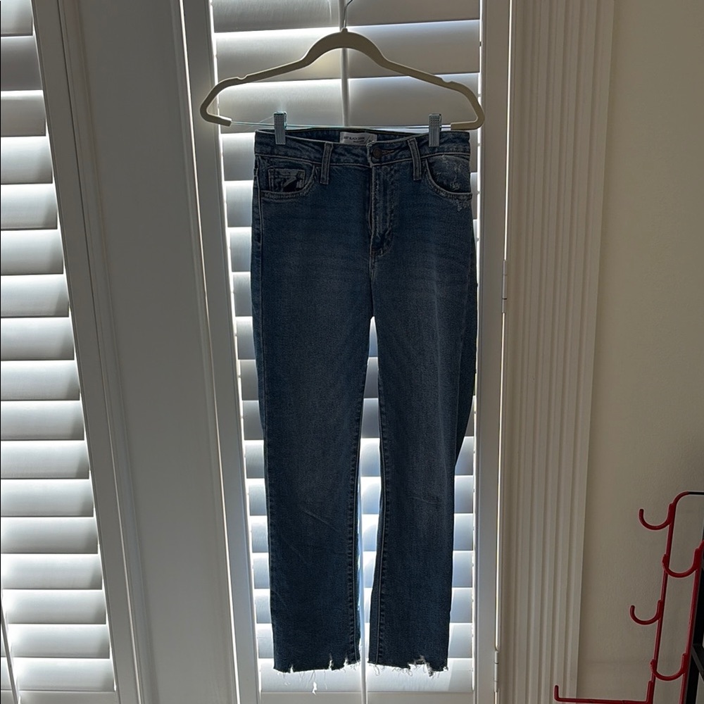 Just Black Denim Light Wash Cropped Distressed Ankle Jeans